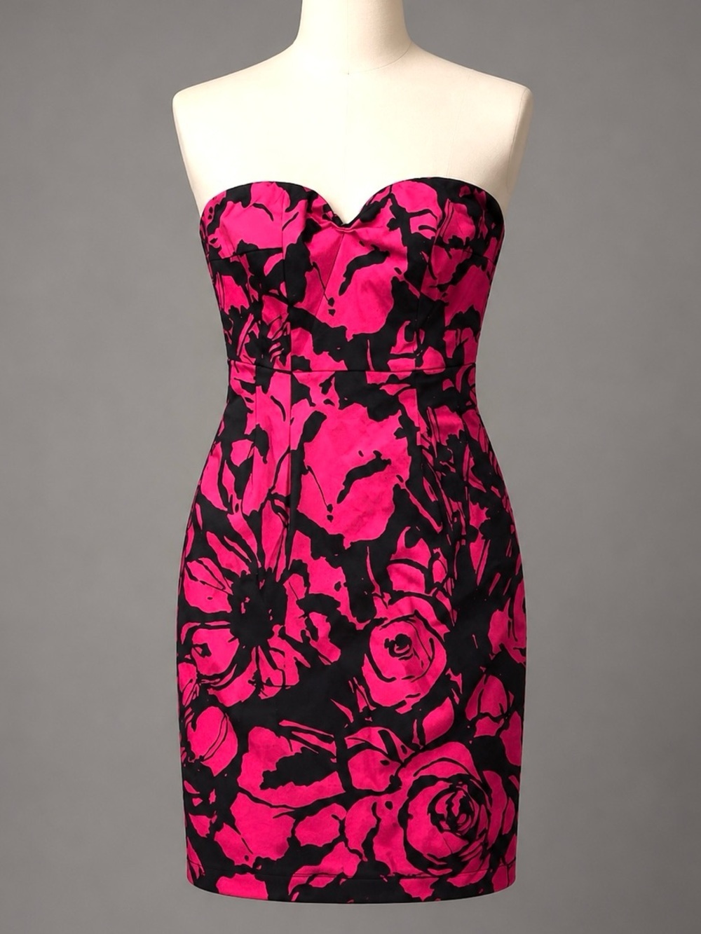 Floral Strapless Lined Pinched Chest Dress 2